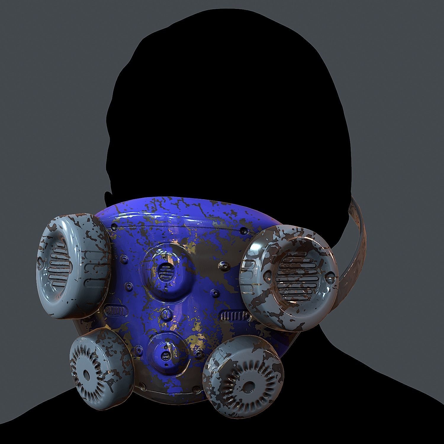 Gas mask helmet 3d model scifi Low-poly 3D model Low-poly Low-poly 3D model_2