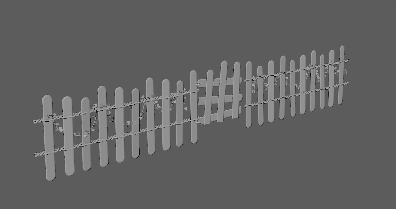 Cartoon Fence 3D model_1