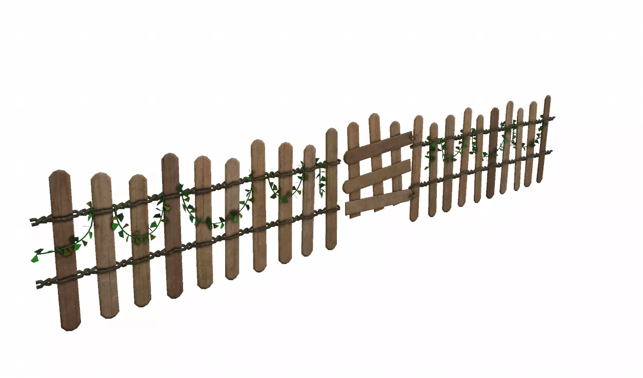Cartoon Fence 3D model_0