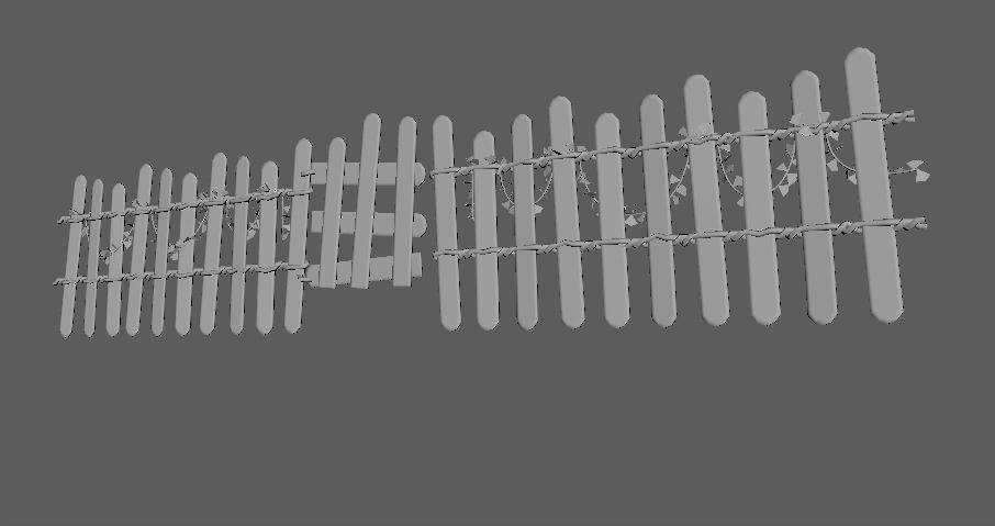 Cartoon Fence 3D model_4