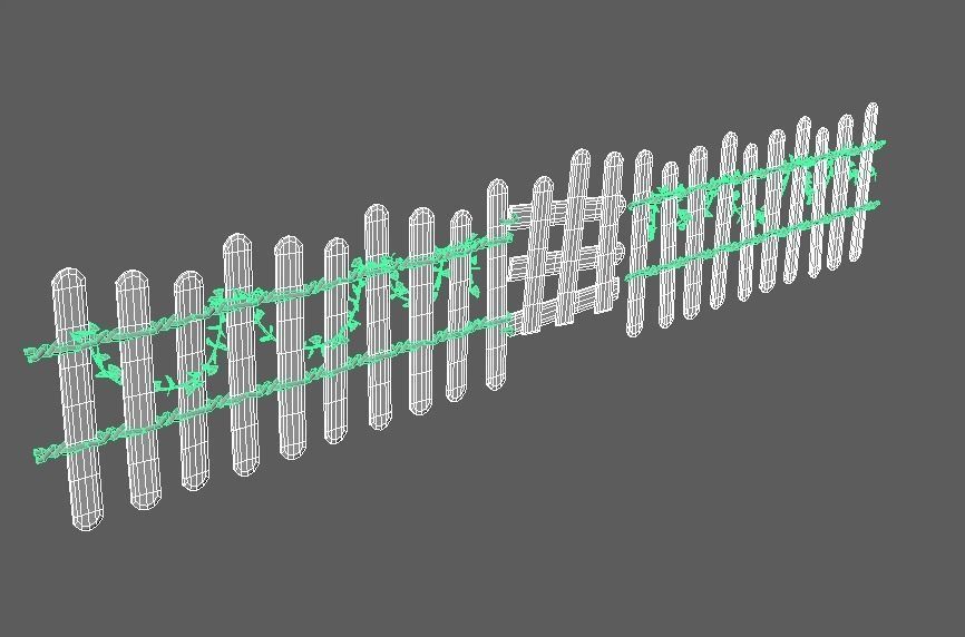 Cartoon Fence 3D model_2