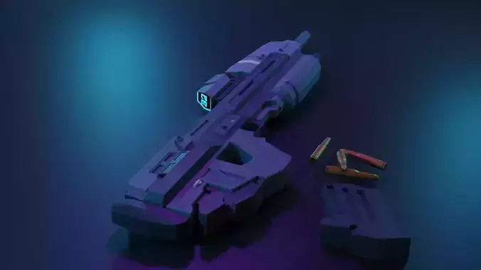 Halo Reach assault rifle low poly 