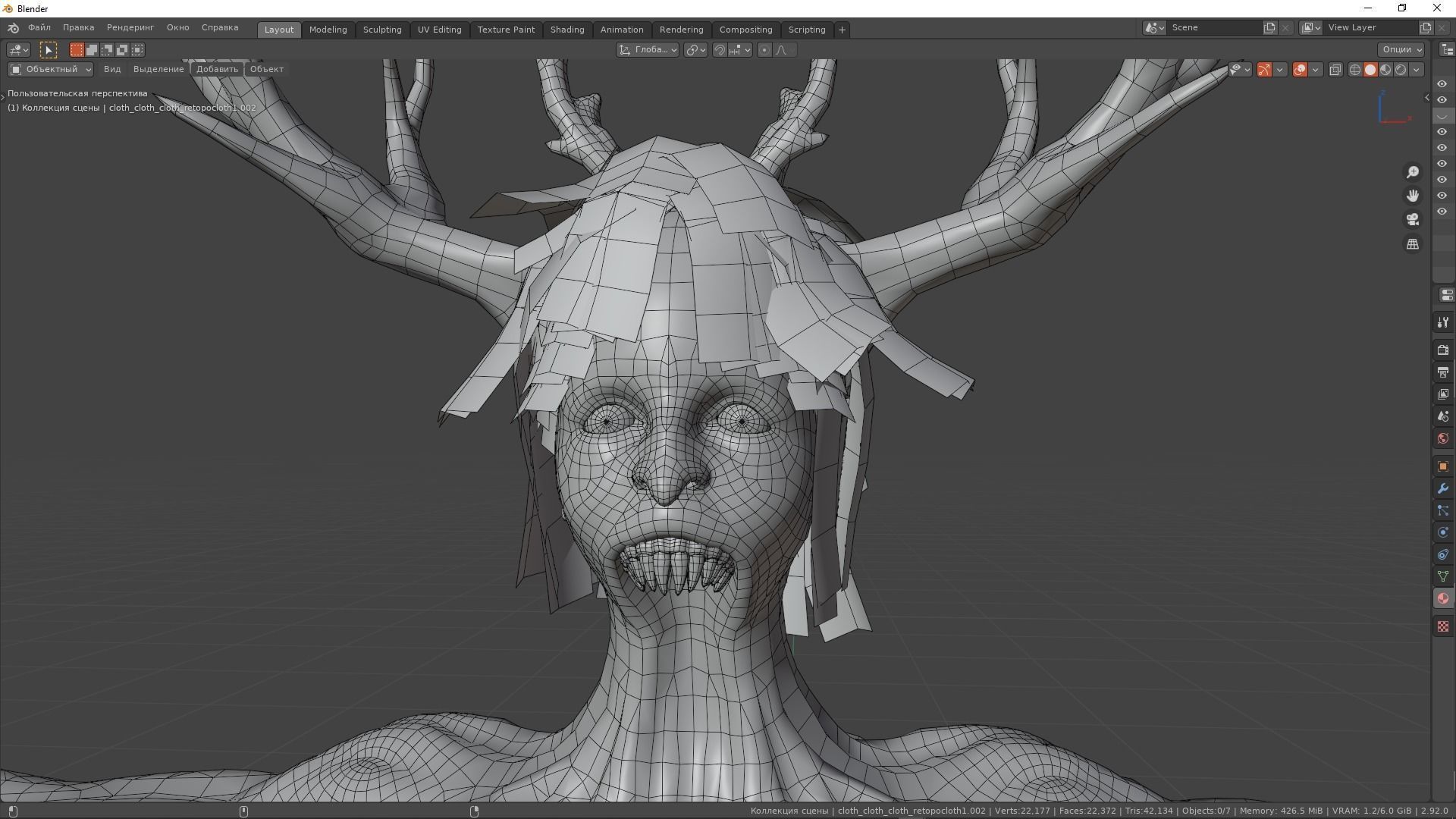 Ghost Grandma Low-poly 3D model_36