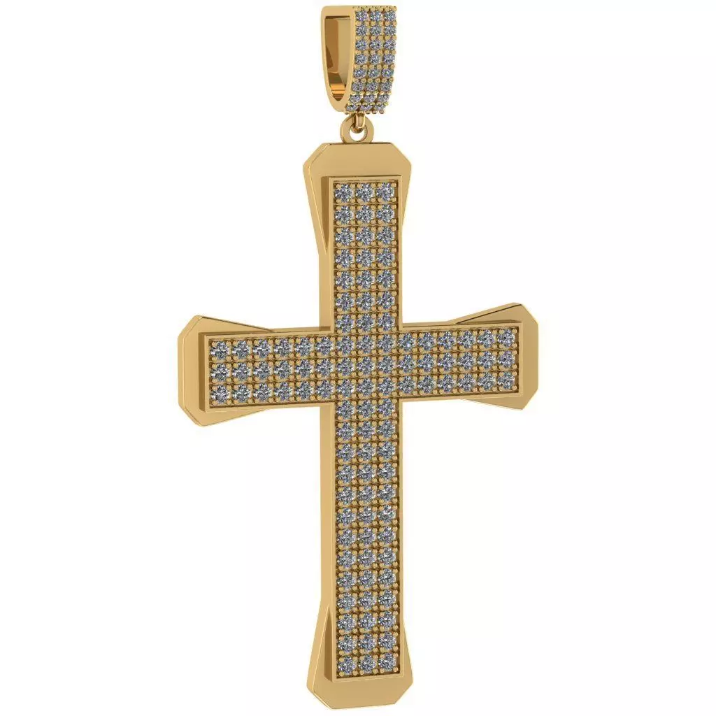 3 Row Pave Cross Pendant 3D print model_0