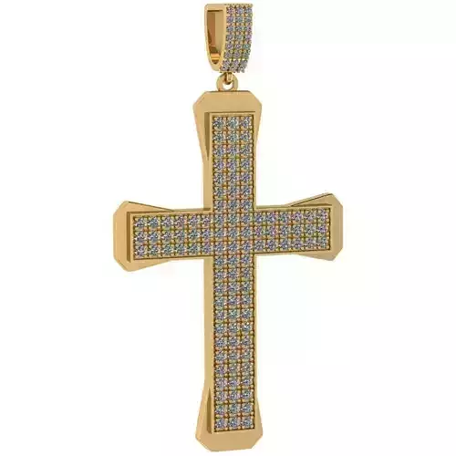 3 Row Pave Cross Pendant