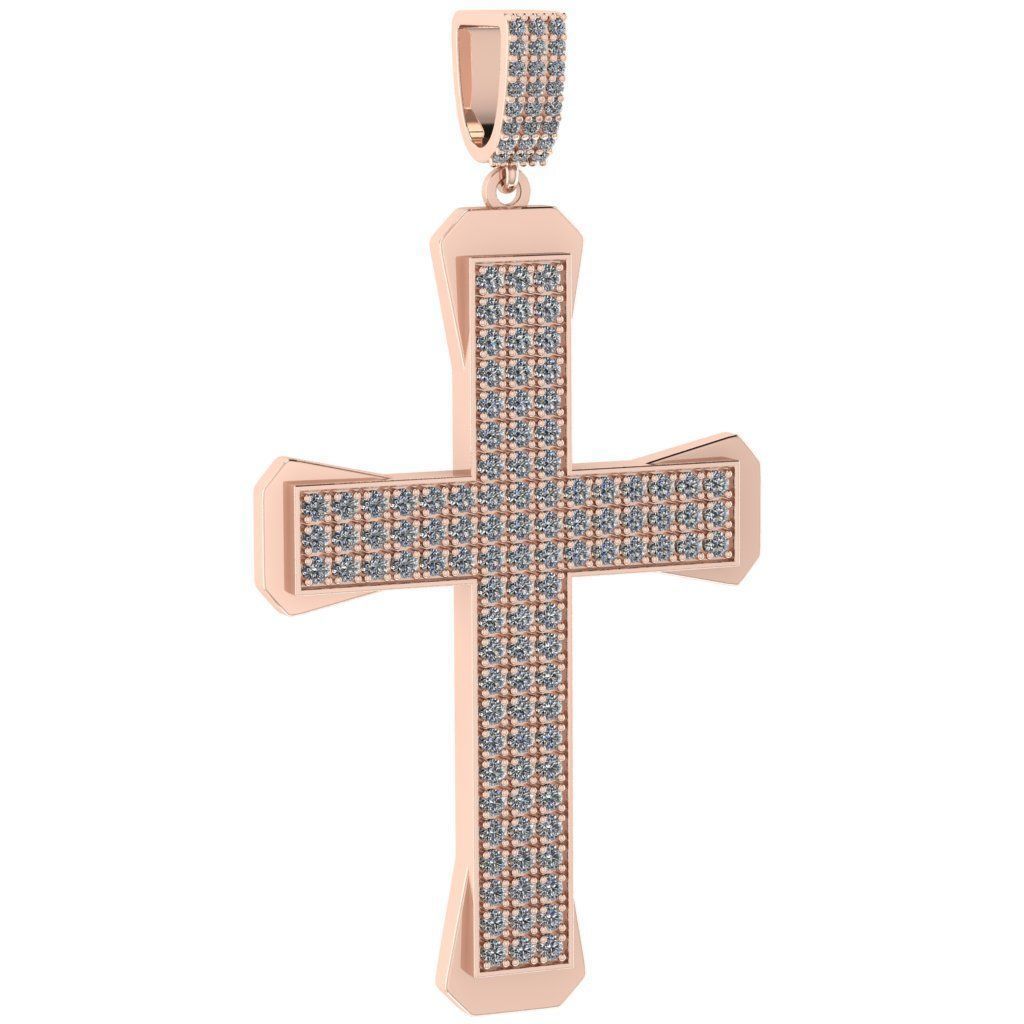 3 Row Pave Cross Pendant 3D print model_3