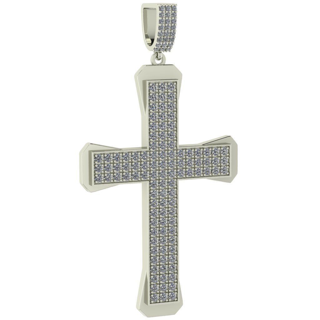 3 Row Pave Cross Pendant 3D print model_2