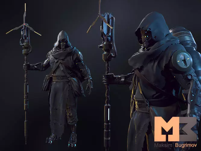 Sci-Fi Character 05 Crow Low-poly 3D model_0