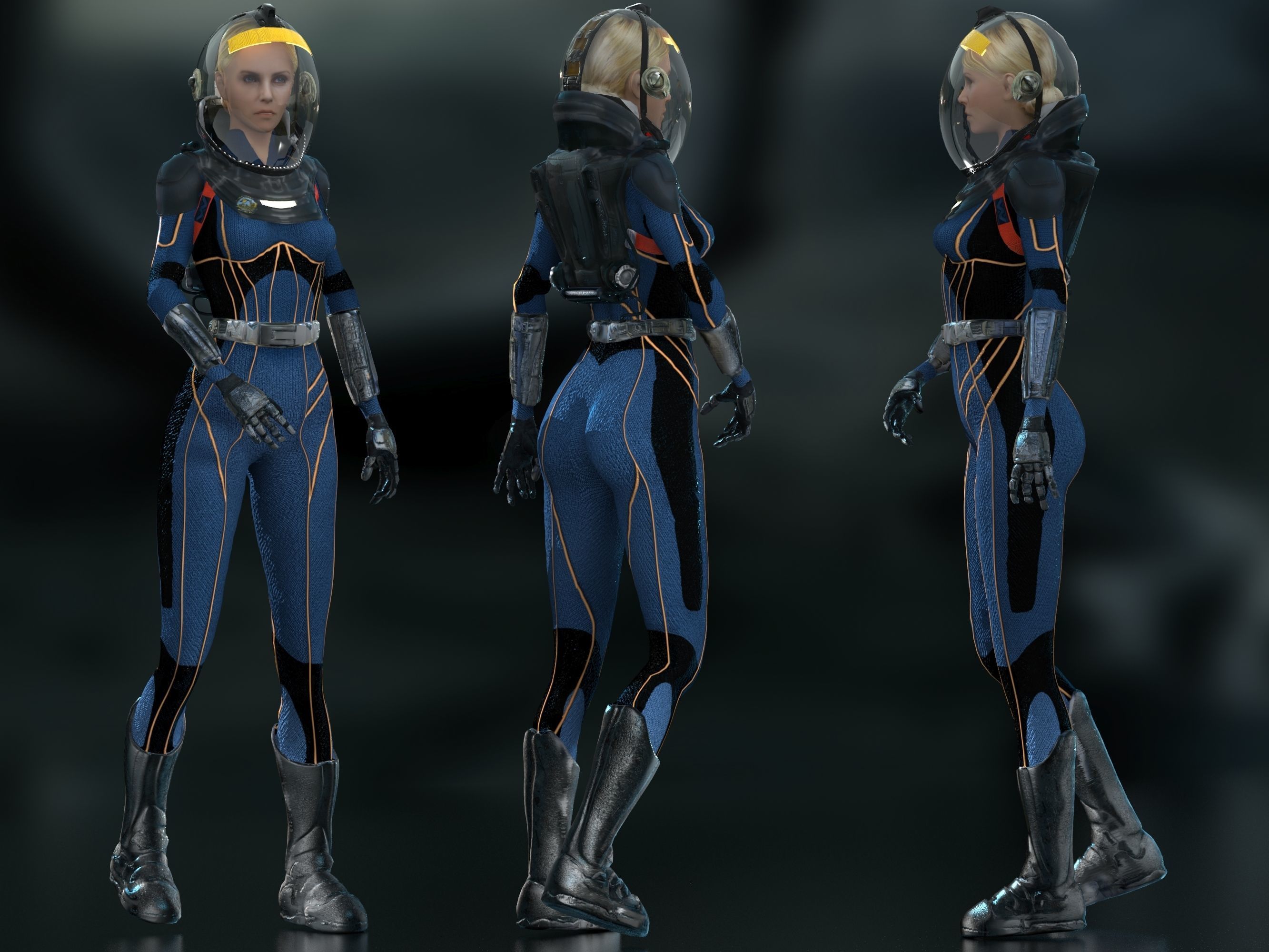 Meredith Vickers Prometheus Low-poly 3D model_1