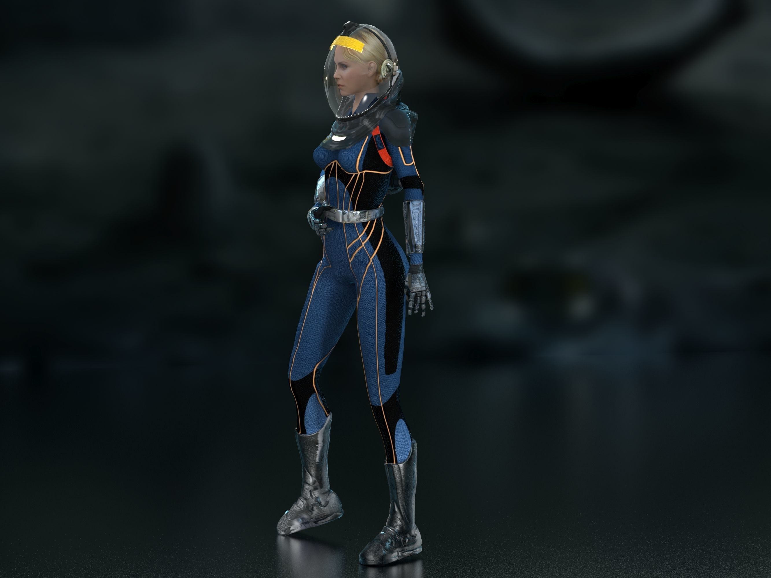 Meredith Vickers Prometheus Low-poly 3D model_4