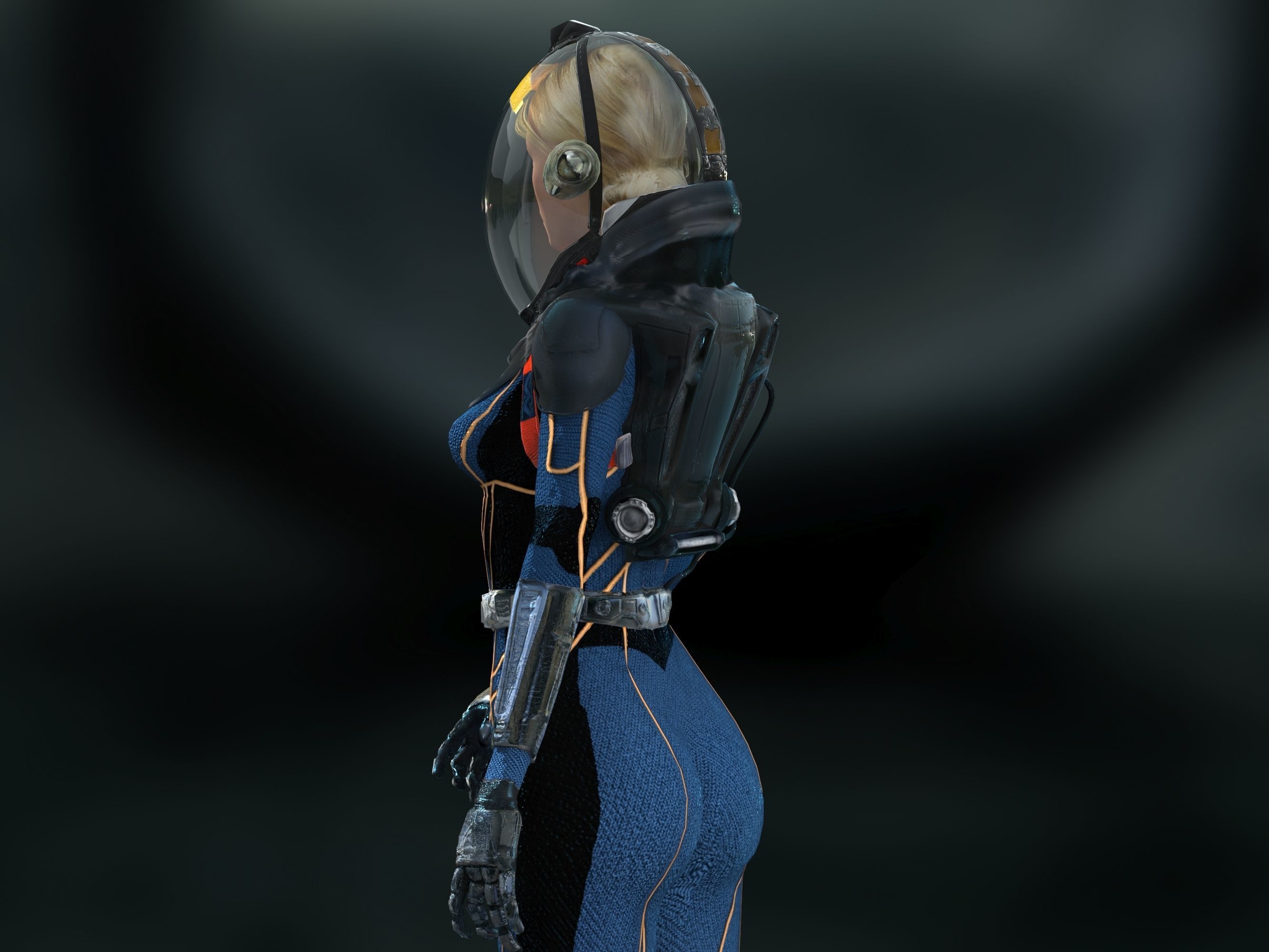 Meredith Vickers Prometheus Low-poly 3D model_16