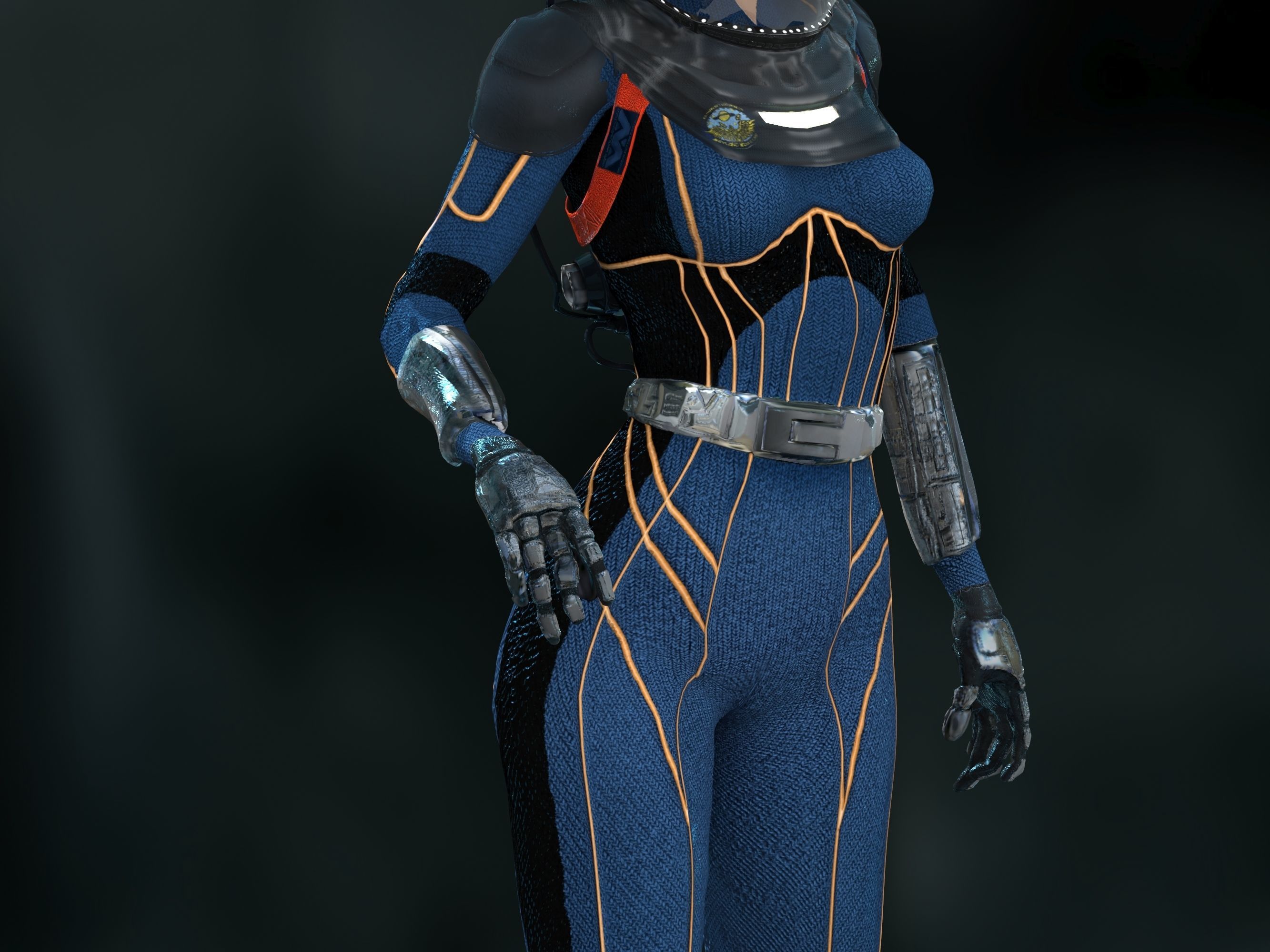 Meredith Vickers Prometheus Low-poly 3D model_22