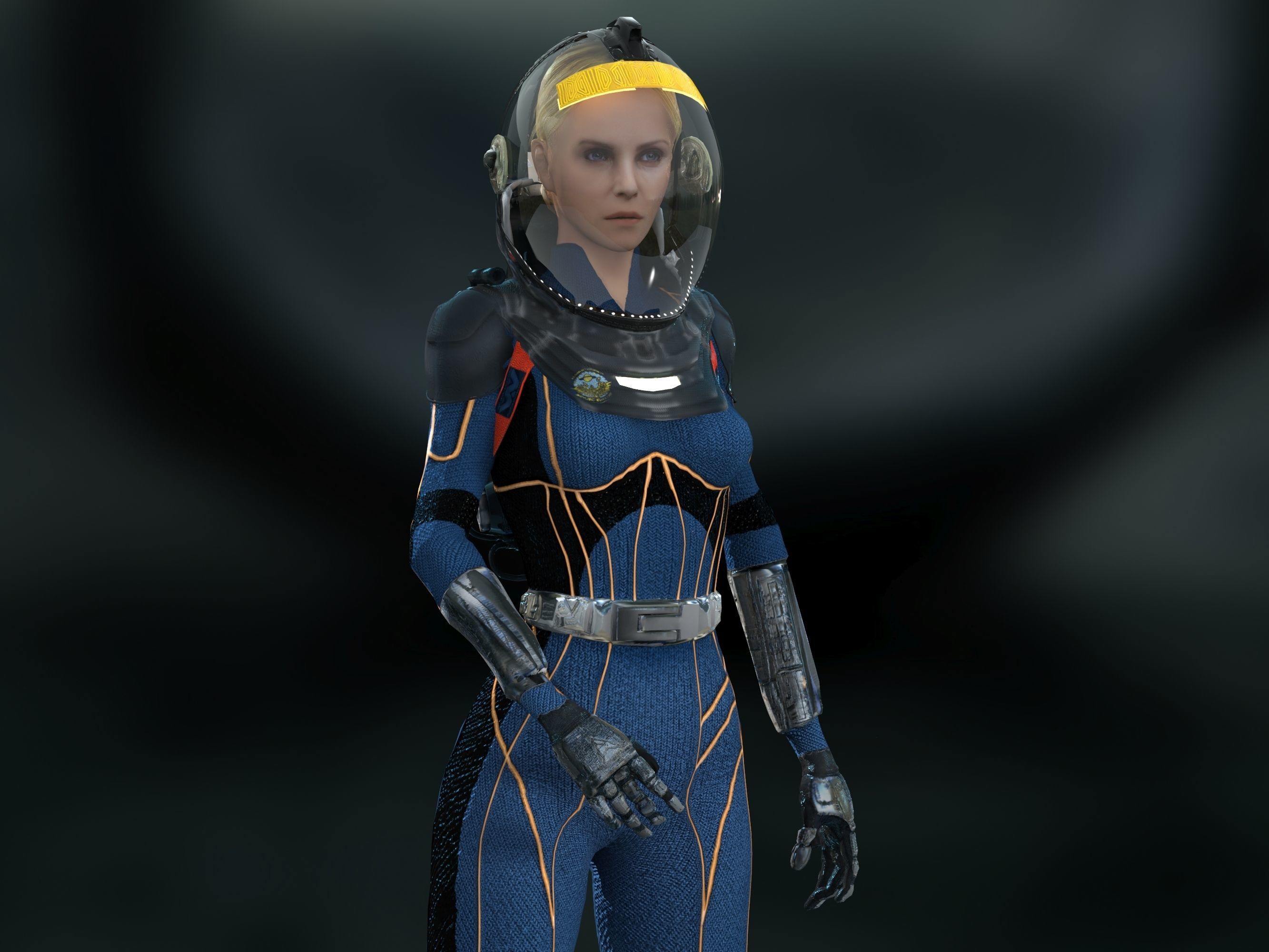 Meredith Vickers Prometheus Low-poly 3D model_14