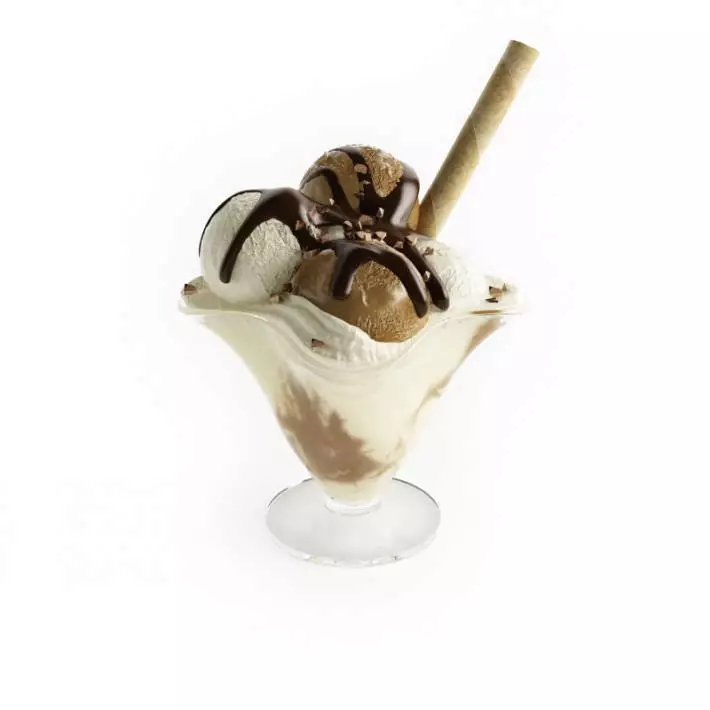 Delicious Chocolate Drizzled Ice Cream Sundae 3D model_0