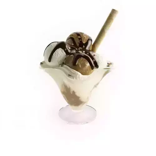 Delicious Chocolate Drizzled Ice Cream Sundae 3D model