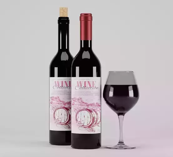 Wine Bottle with Glass