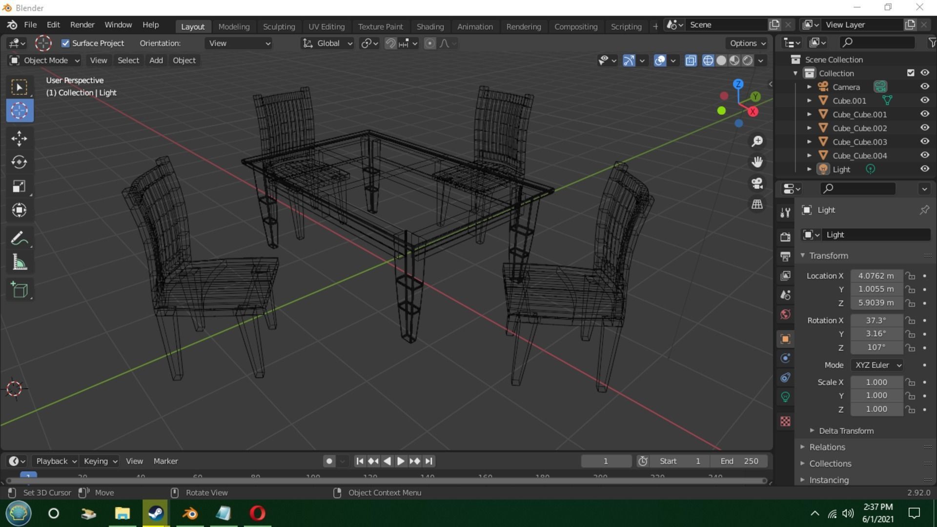 Dinning Set dining table and chairs 3D model_6