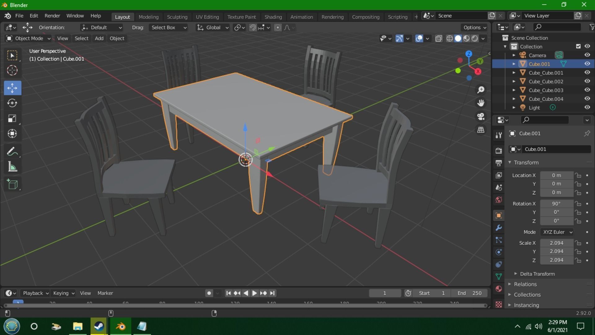 Dinning Set dining table and chairs 3D model_1