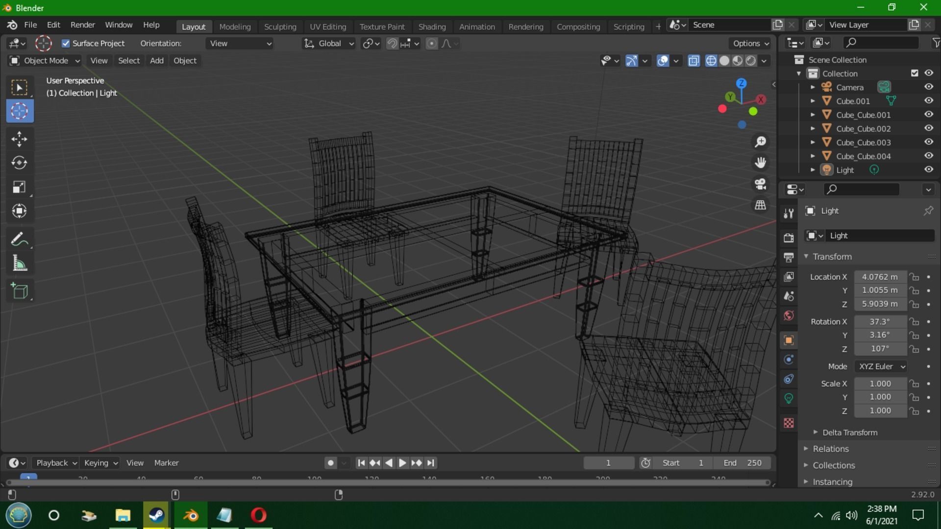 Dinning Set dining table and chairs 3D model_4