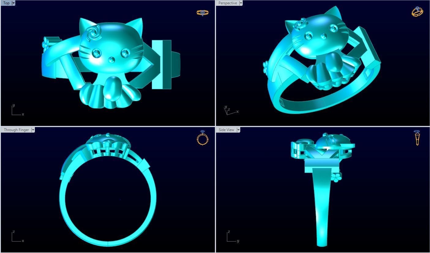 Kitty ring - Cat rings 3D print model_5