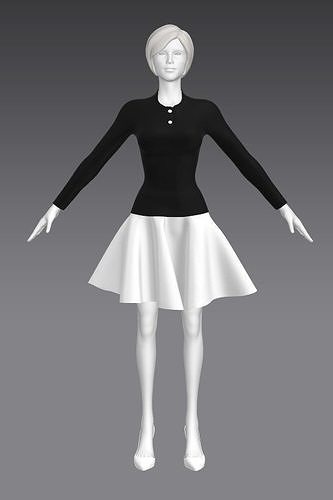 Woman Clothing A-Pose 475 Low-poly 3D model