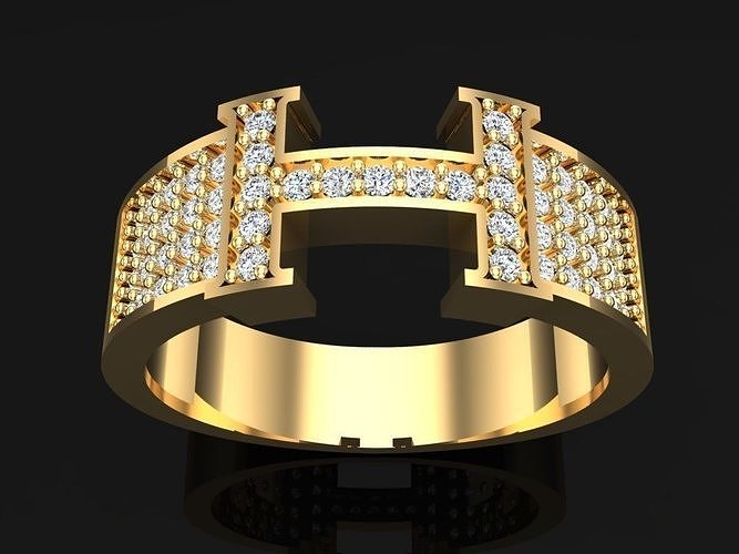 Rings letter H - Alphabet H ring 3D print model