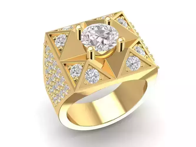 Geometric Square Statement Ring for Men  612