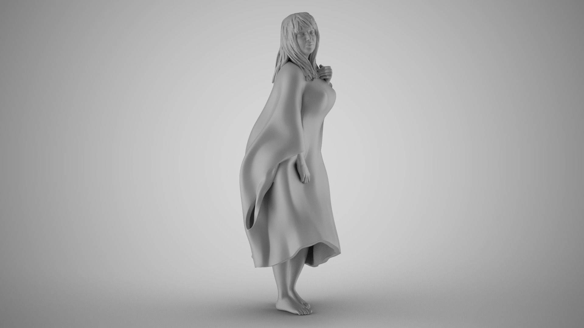 Lonely Middle Aged Woman 3D print model_1