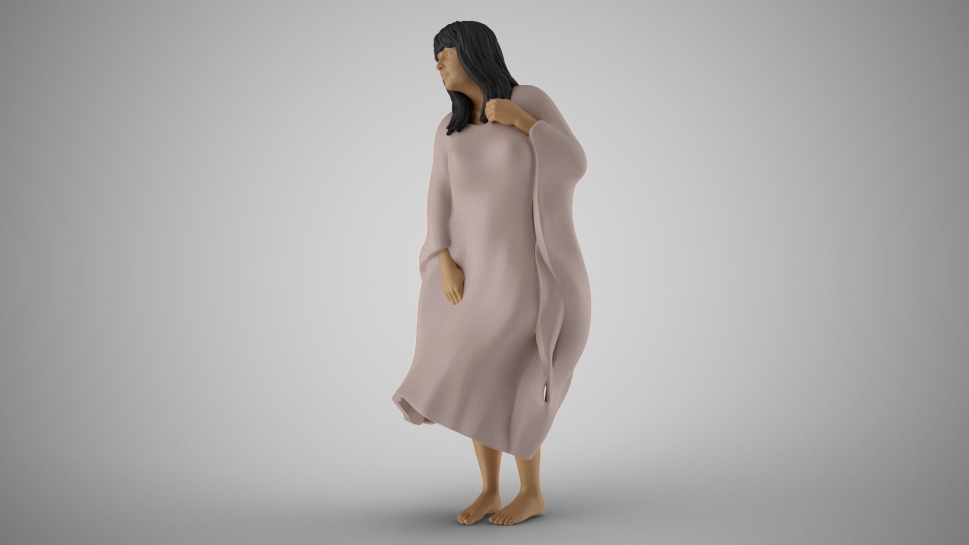 Lonely Middle Aged Woman 3D print model_4