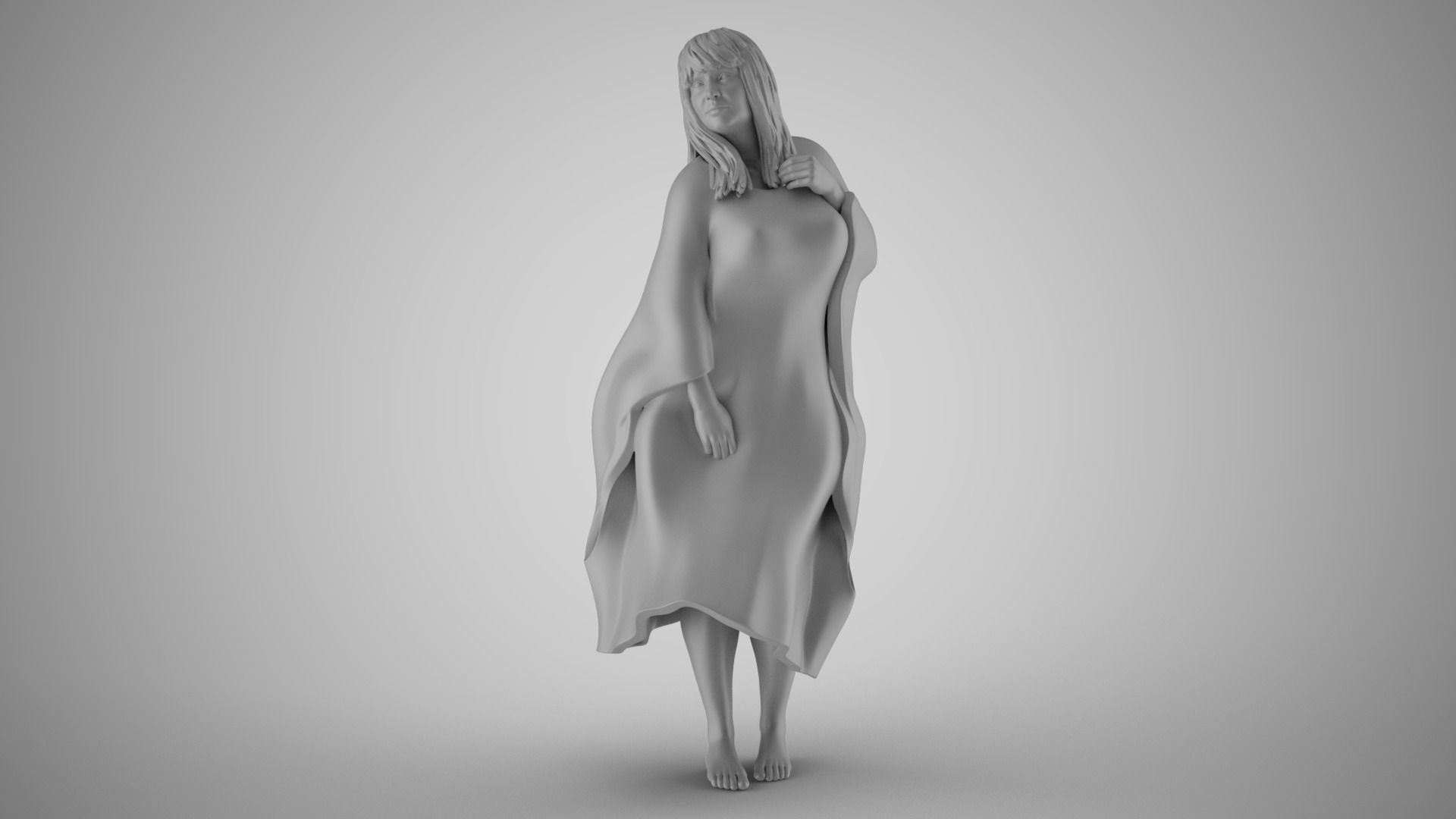 Lonely Middle Aged Woman 3D print model_2