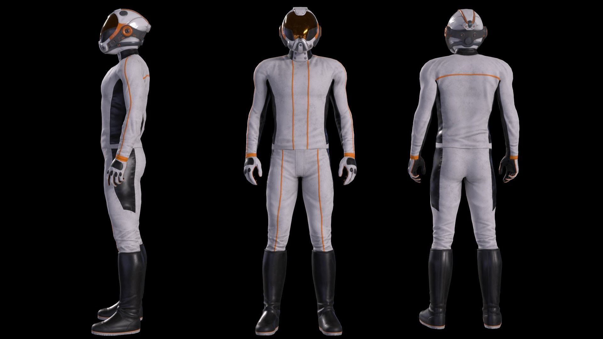 MX01 Male Space Suit White LITE VERSION Low-poly 3D model_7