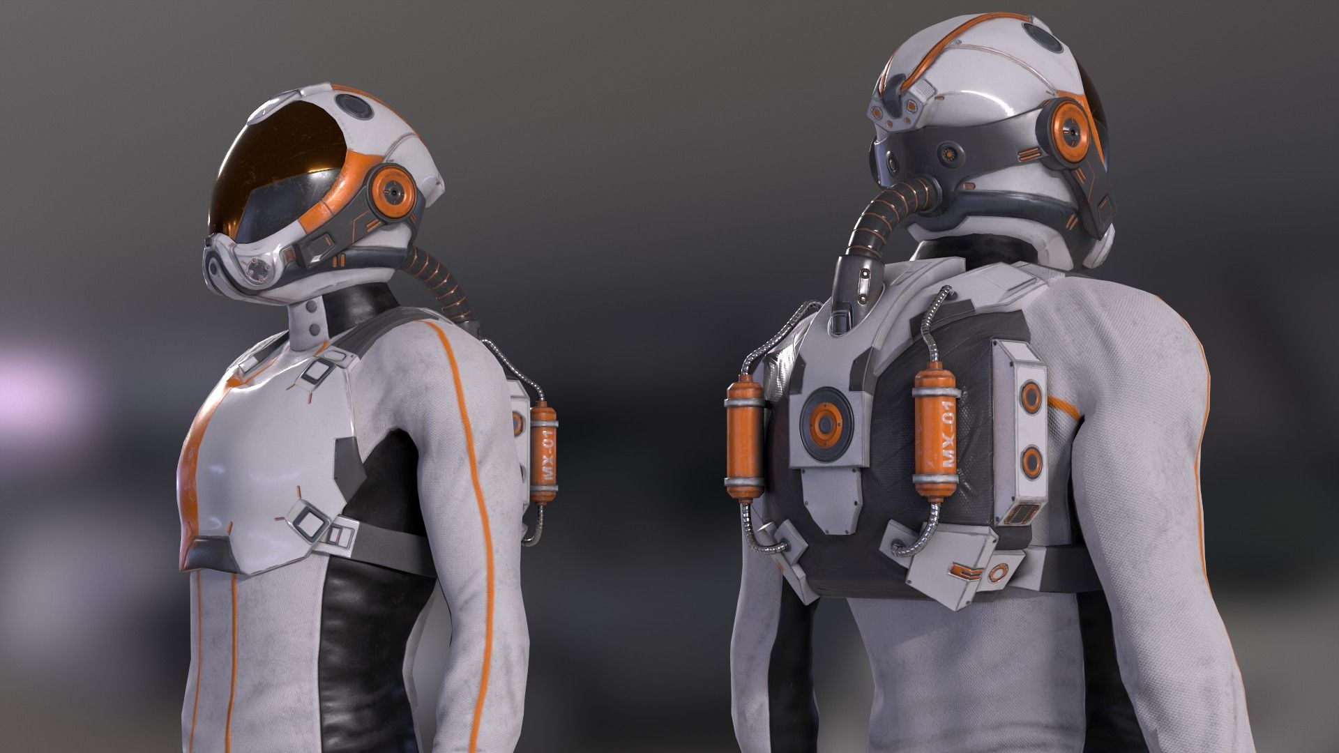 MX01 Male Space Suit White LITE VERSION Low-poly 3D model_3