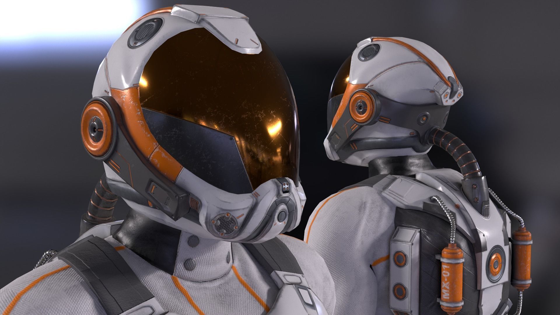 MX01 Male Space Suit White LITE VERSION Low-poly 3D model_2