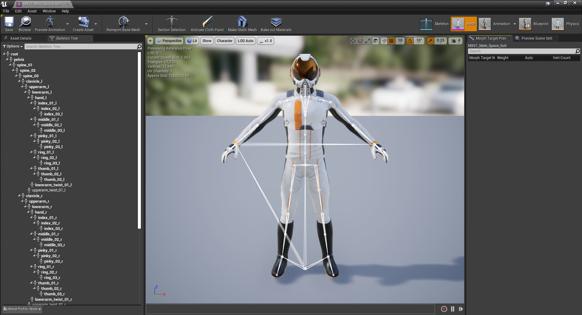 MX01 Male Space Suit White LITE VERSION Low-poly 3D model_12
