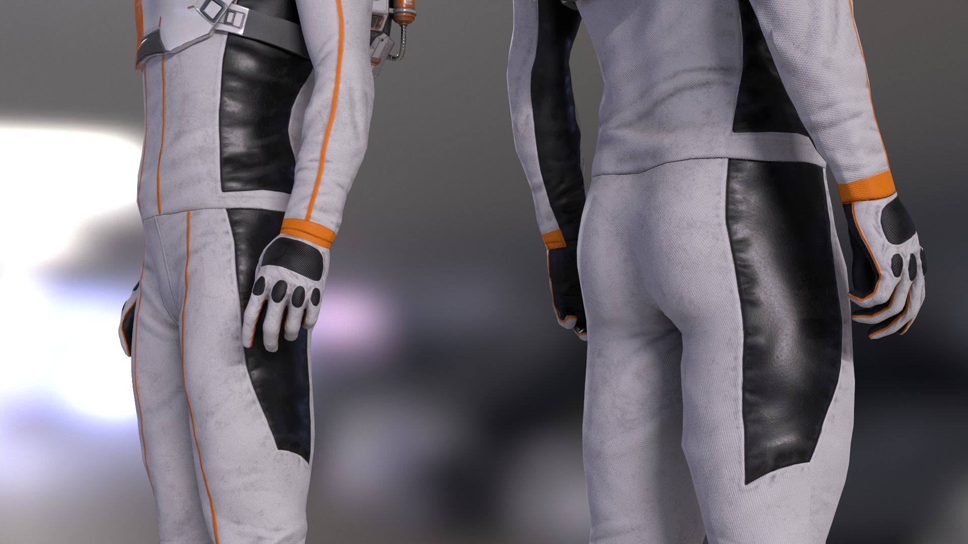 MX01 Male Space Suit White LITE VERSION Low-poly 3D model_4