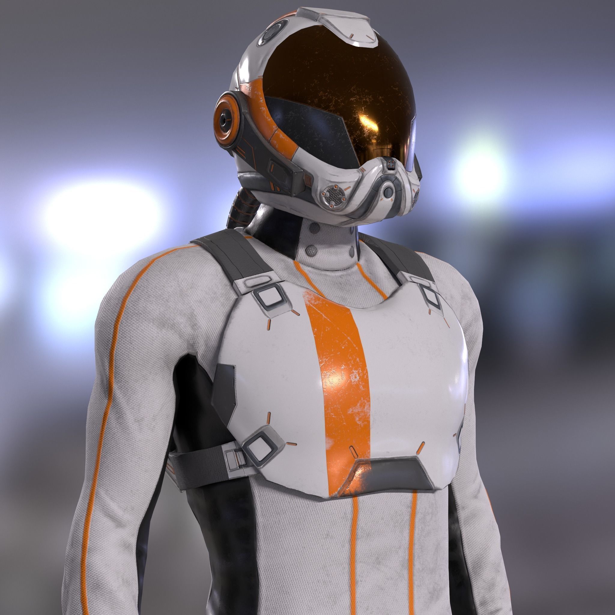 MX01 Male Space Suit White LITE VERSION Low-poly 3D model_1