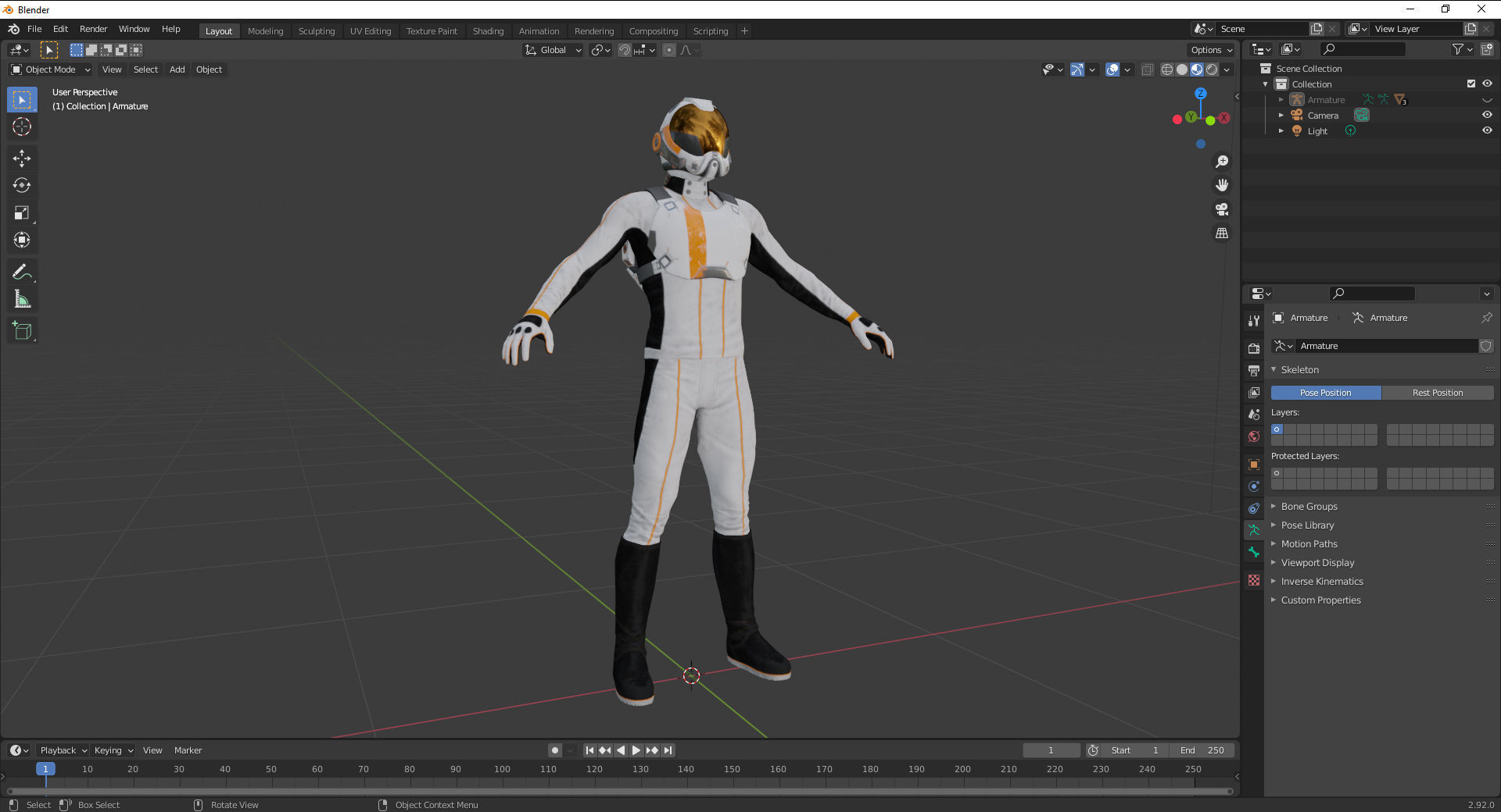 MX01 Male Space Suit White LITE VERSION Low-poly 3D model_9