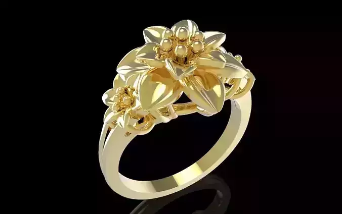 Floral Blossom Gold Ring for Women 618