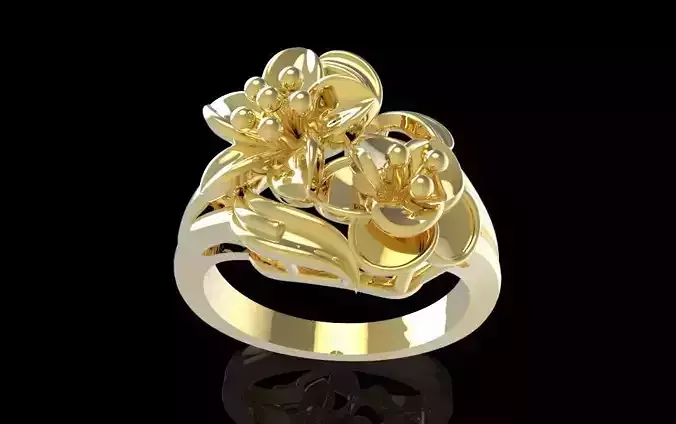 Artistic Floral Flower Gold Ring for Women 619