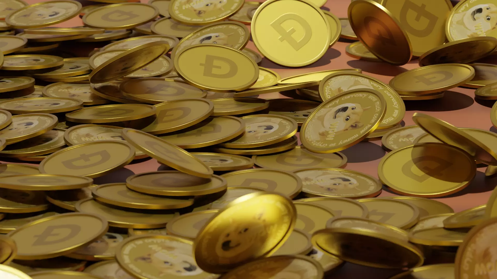 Dogecoin 3D rain animation and doge 3d model Low-poly 3D model