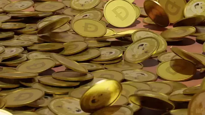 Dogecoin 3D rain animation and doge 3d model Low-poly 3D model