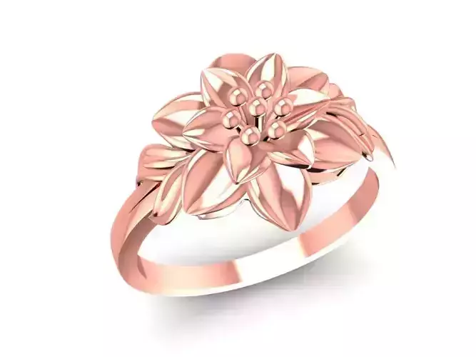 Elegant Floral Blossom Ring for Women 623 3D print model