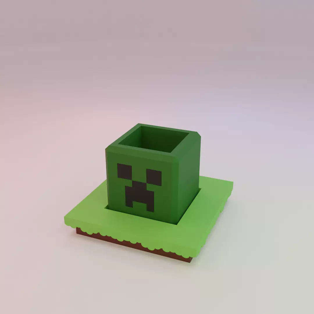 MINECRAFT PLANTER BOX CREEPER 3D print model_0
