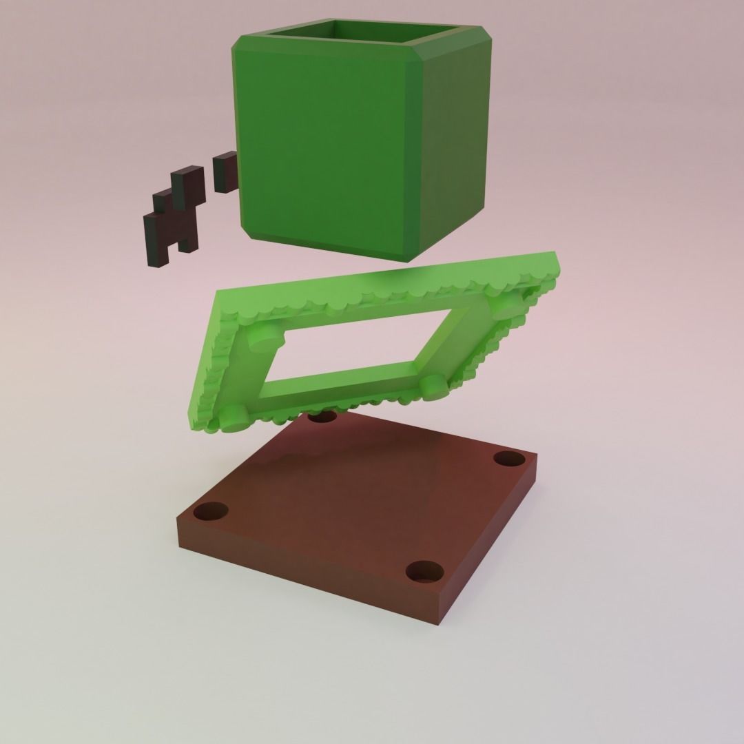 MINECRAFT PLANTER BOX CREEPER 3D print model_2