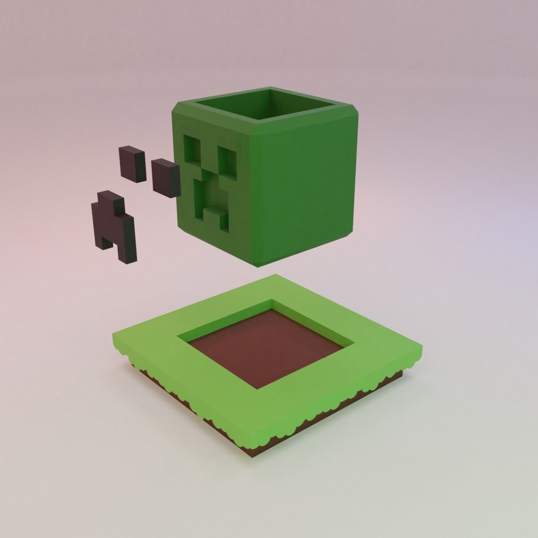 MINECRAFT PLANTER BOX CREEPER 3D print model_1