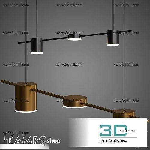 Ceiling pendant light with three lights Free 3D model