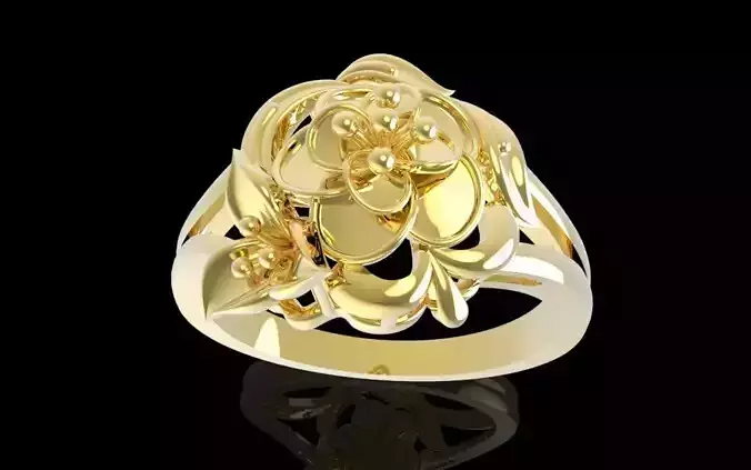Womens Chrysanthemum Apricot Blossom 24k Ring 632