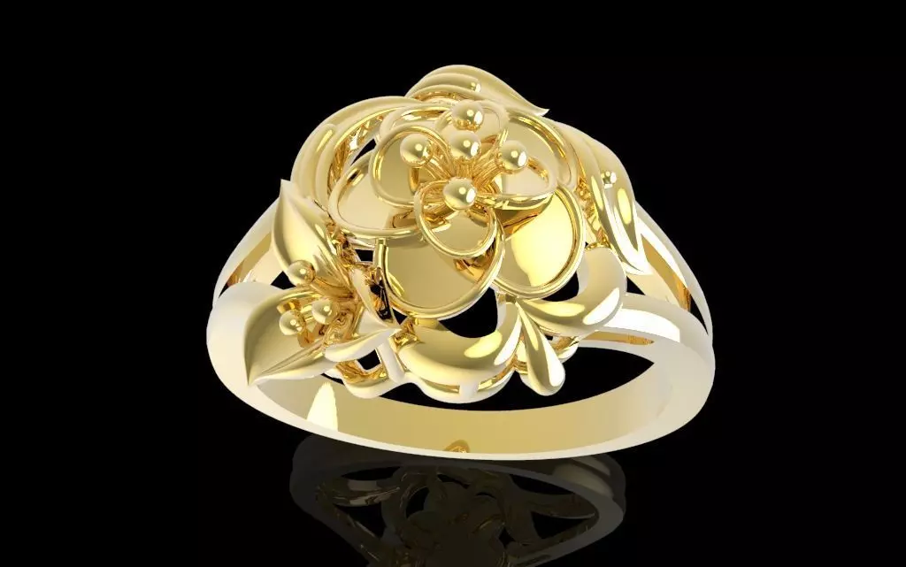 Womens Chrysanthemum Apricot Blossom 24k Ring 632 3D print model