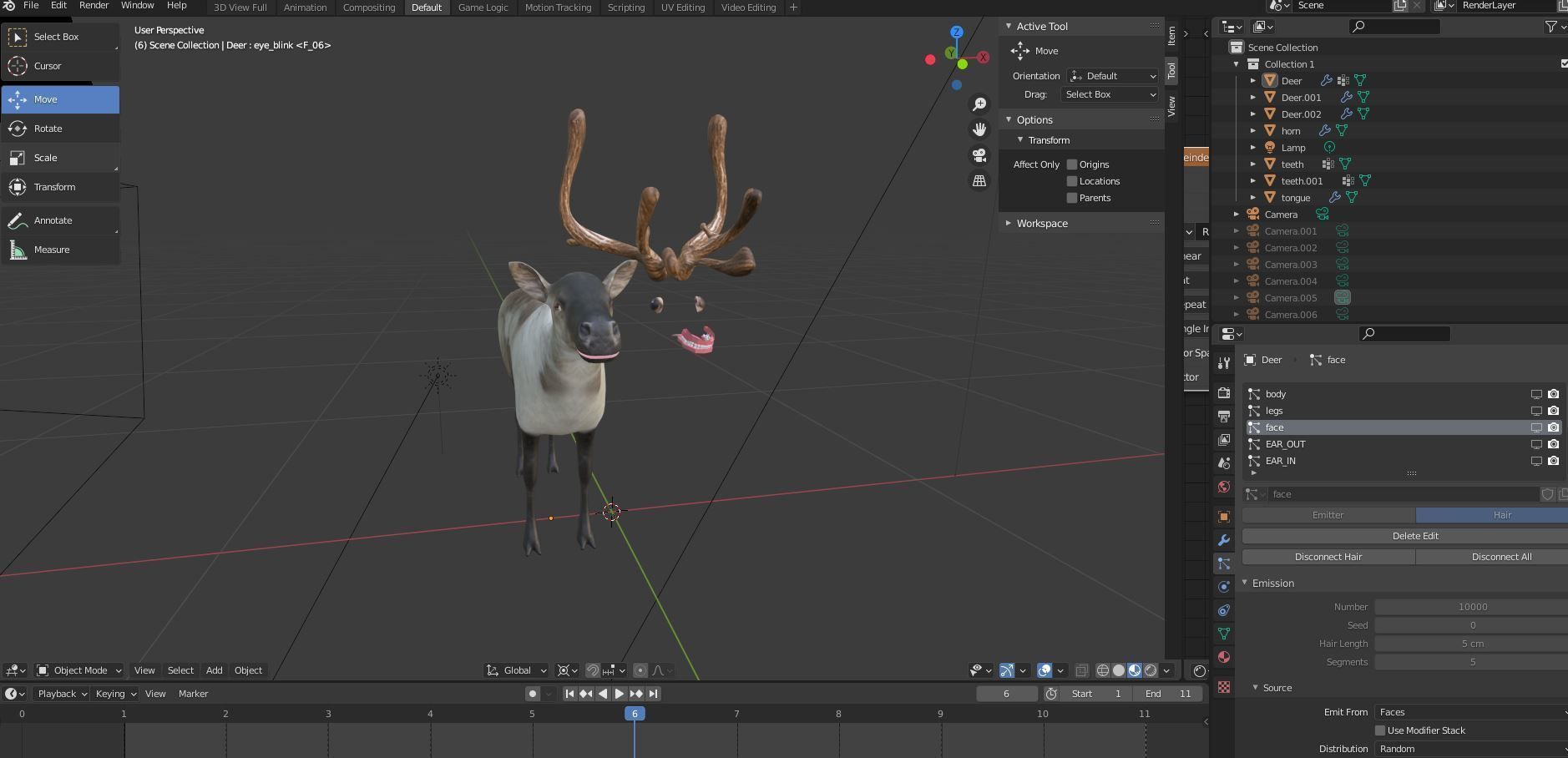 Fur Reindeer Rigged Blender  Low-poly 3D model_19