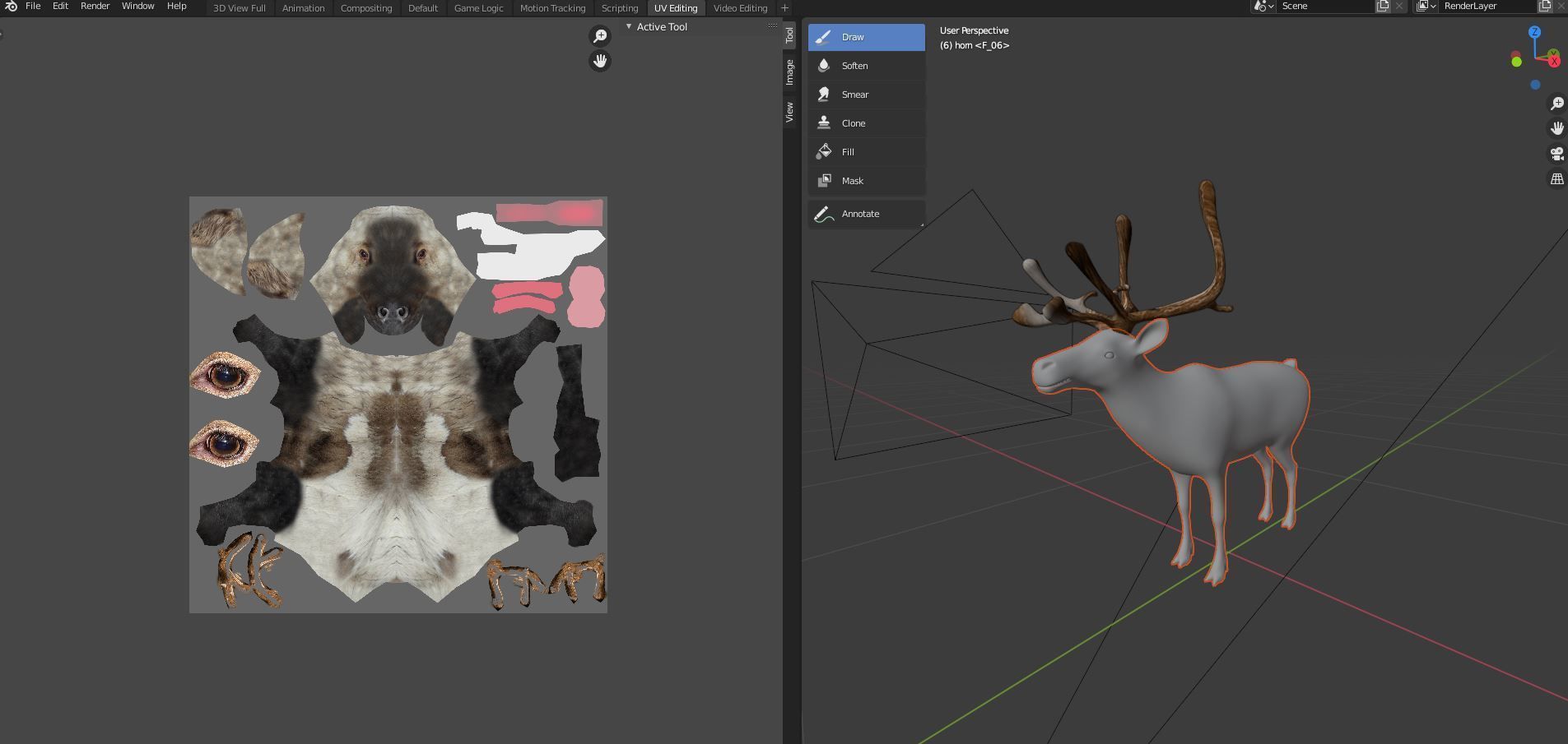 Fur Reindeer Rigged Blender  Low-poly 3D model_25
